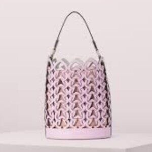 💜 Kate Spade Dorie Sweet Pea Lavender Bucket Bag | Woven Leather Spades | Large